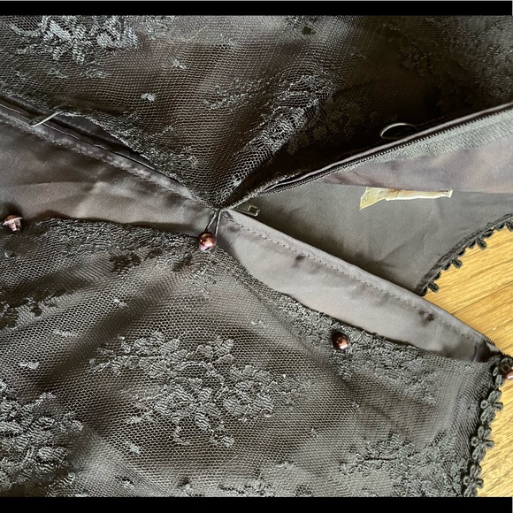 Black lace overlay drop waist dress vintage Madonna 80s witch a goth Gunne Sax!! - Picture 6 of 11